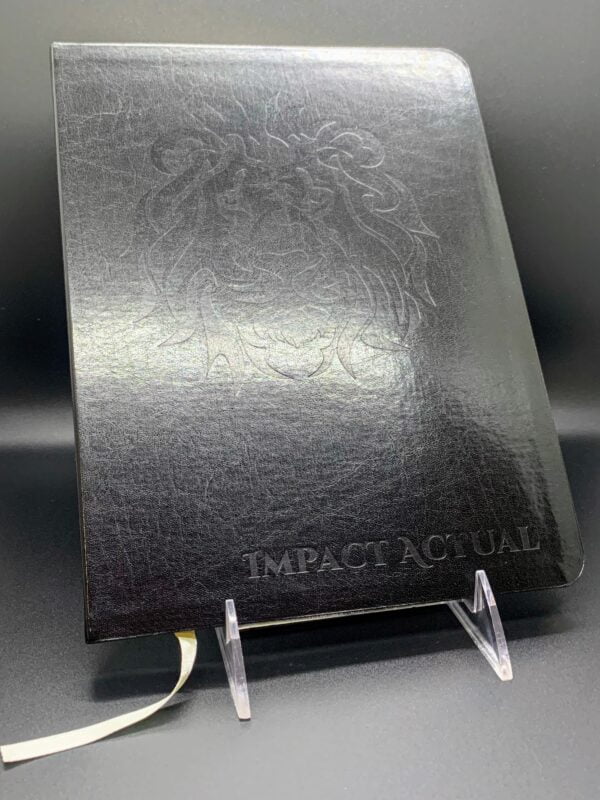 black leather-bound journal